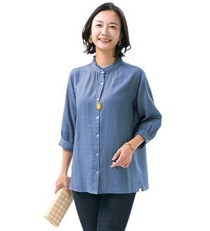 ルフラン（ルフラン）の「選べる！夏色ダブルガーゼブラウス（ブラウス）」｜デニム調
