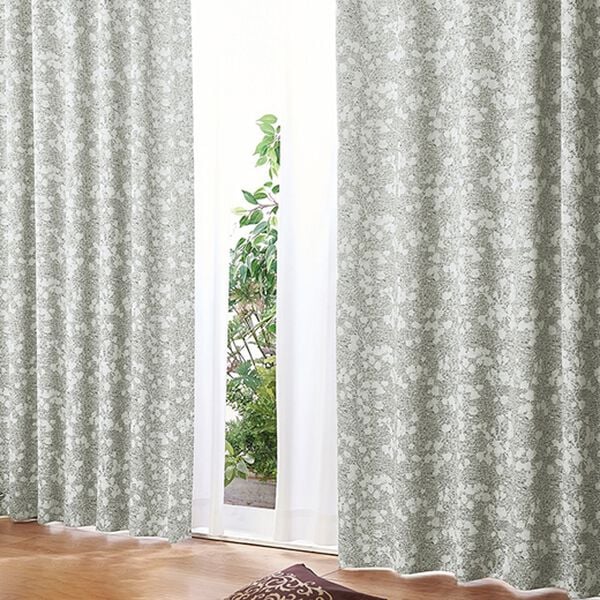 「簡単！素敵にコーディネートカーテン＆レースセット　石目調（ドレープカーテン）」｜石目調グレー