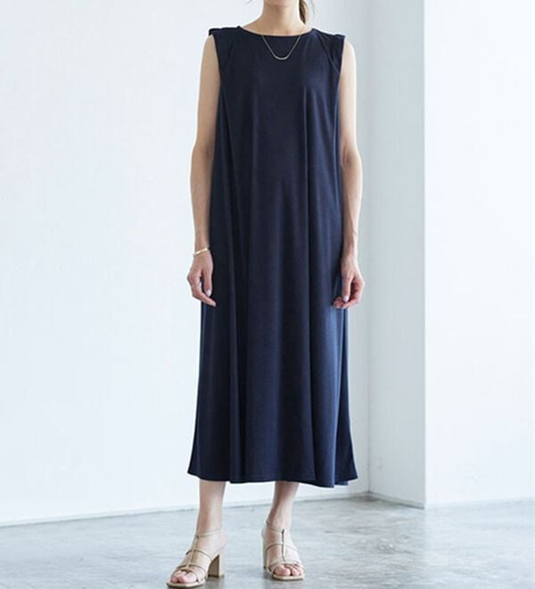 Pierrot（ピエロ）の「タックスリーブロングワンピース（ロングワンピース）」｜詳細画像