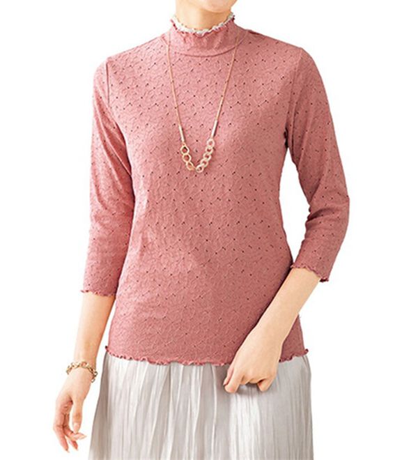 LAVIENNE（ラヴィエンヌ）の「メロウが素敵な総レースプルオーバー（肌着・インナーウェア）」｜コーラルピンク