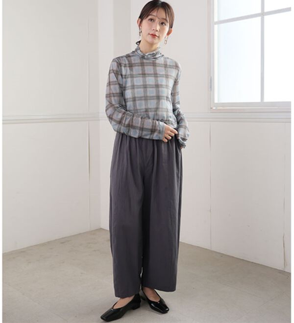 A HAPPY MARILYN（アハッピーマリリン）の「【Ｌ～８Ｌ】綿１００％ さらっと優しいコットン バレルレッグパンツ カーブパンツ 選べる２丈（ワイドパンツ・ガウチョ）」｜詳細画像