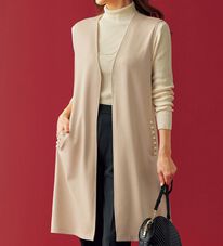 BELLUNA（ベルーナ）の「パールビーズ使いロングジレ（ジレ）」