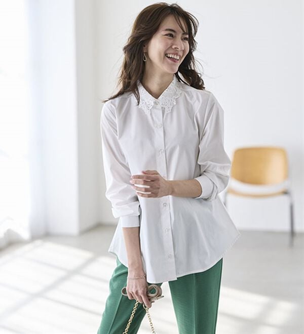 BELLUNA（ベルーナ）の「シャツコーデを更新！衿レースブラウス（ブラウス）」｜詳細画像