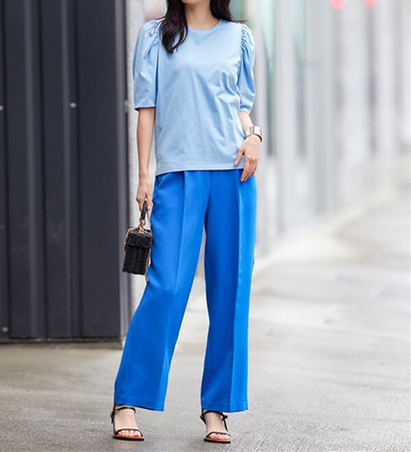 RANAN（ラナン）の「【選べる２丈】機能付！美脚シルエットセンタープレスワイドパンツ（フルレングスパンツ）」｜詳細画像