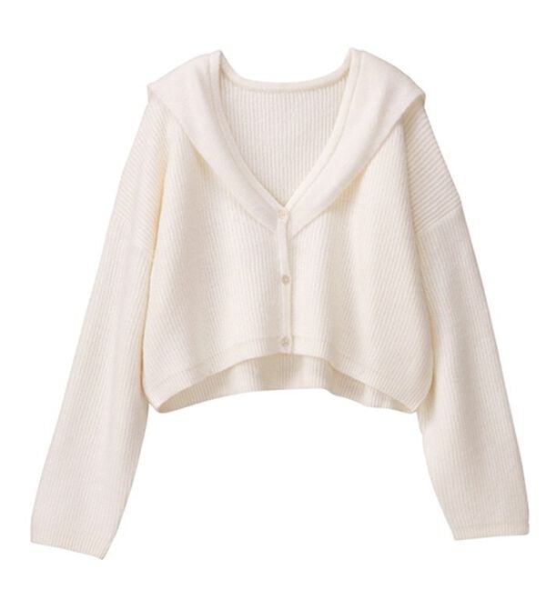 GeeRA（ジーラ）の「セーラーカラーショート丈ニット（ニットカーディガン）」｜詳細画像