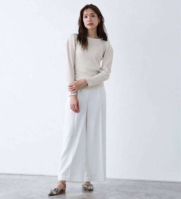 Pierrot（ピエロ）の「【選べるネック】パワーショルダーリブニット（ニット・セーター）」｜詳細画像