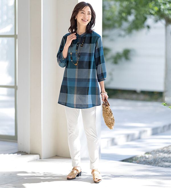 ルフラン（ルフラン）の「【３色組】さらり快適。ビッグチェック柄ブラウス（ブラウス）」｜詳細画像