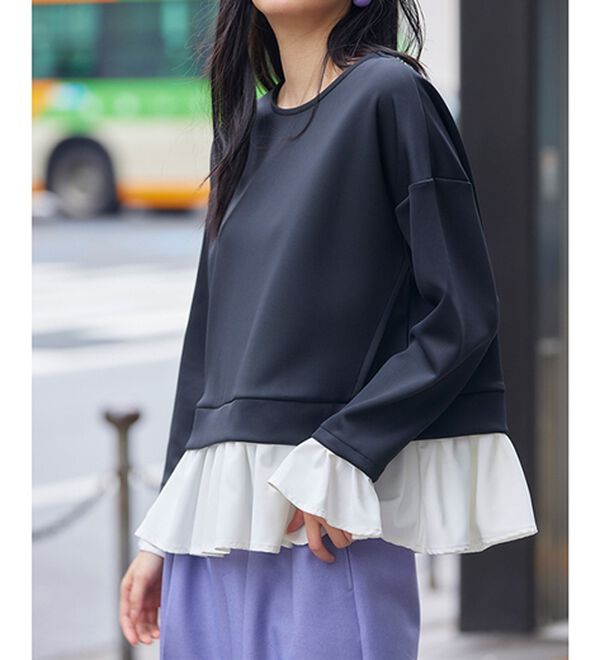 RANAN（ラナン）の「＜ＨＳ＞重ね着風配色フリルプルオーバー（カットソー）」｜詳細画像