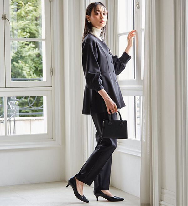 RANAN（ラナン）の「【２点セット】Ｖネックペプラムセットアップ（パンツスーツ）」｜詳細画像