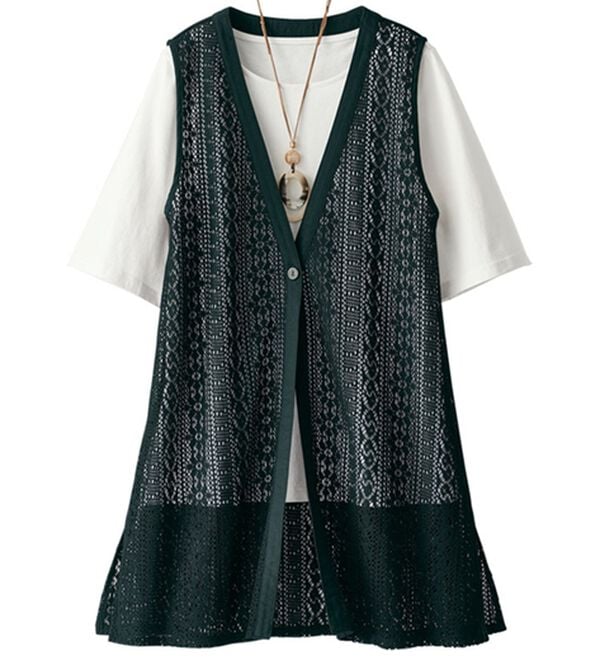 BELLUNA（ベルーナ）の「【Ｔシャツ付】透かしジレアンサンブル（ジレ）」｜詳細画像