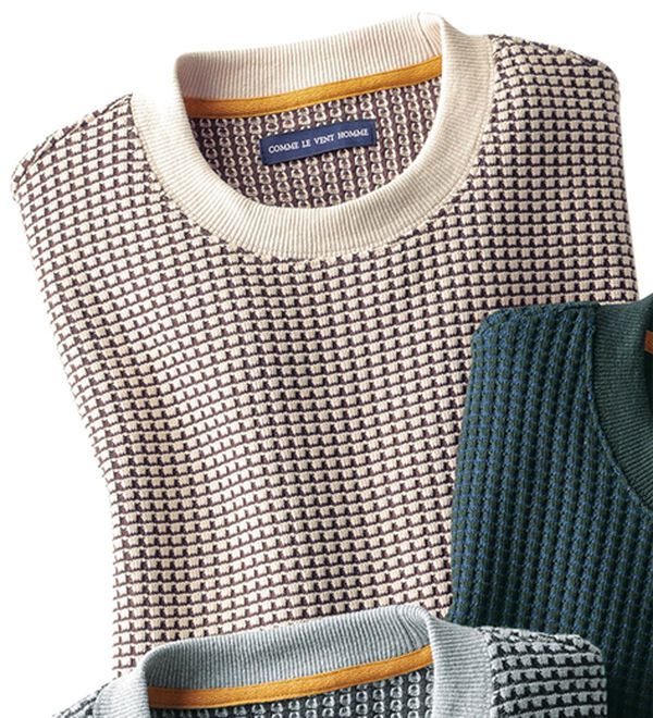 「＜コムルヴァン・オム＞セーター感覚の上品トレーナー（メンズトレーナー）」｜ベージュ