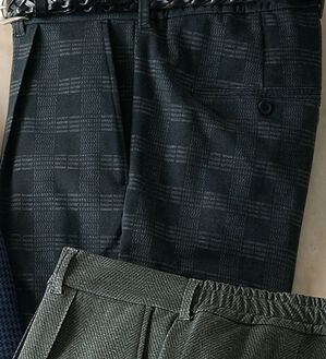 「快適上品プレミアムジャージスラックス（メンズフルレングスパンツ）」｜グレンチェック