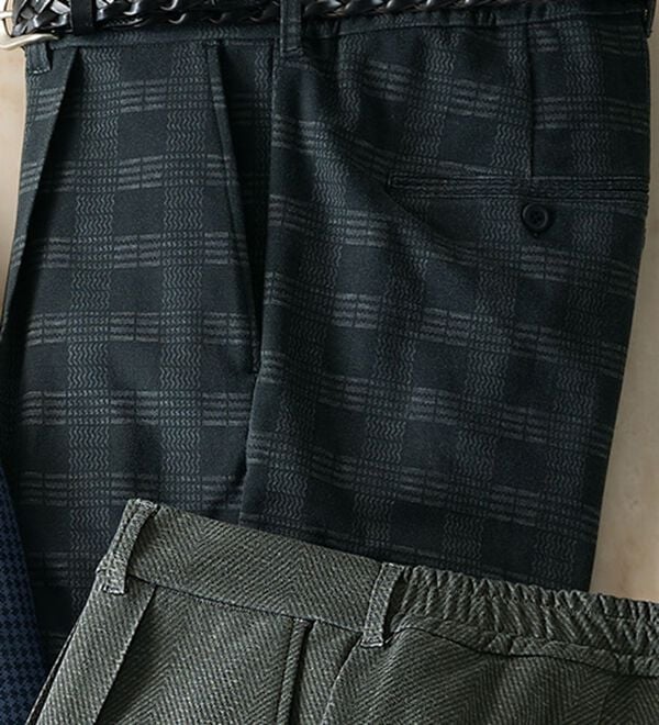 「快適上品プレミアムジャージスラックス（メンズフルレングスパンツ）」｜グレンチェック