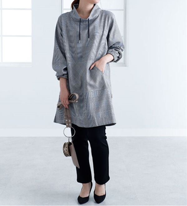 BELLUNA（ベルーナ）の「＜ｓｏｒａｆｕｋｕ＞衿デザインチェック柄ワンピース（その他ワンピース）」｜詳細画像