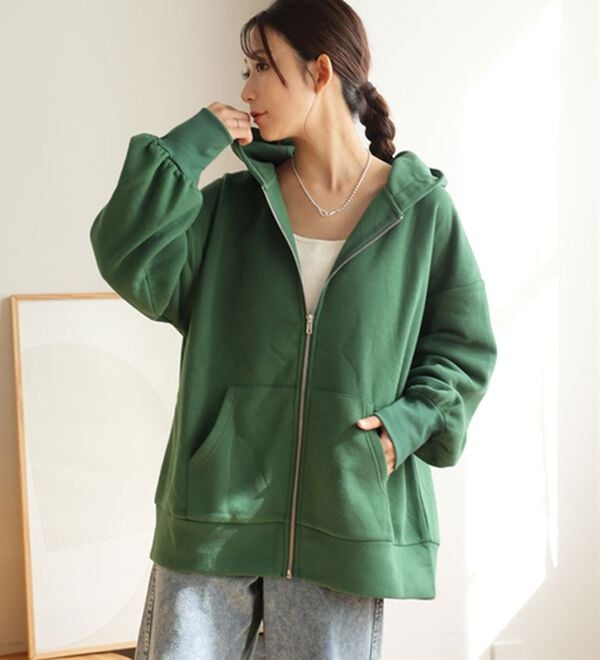 A HAPPY MARILYN（アハッピーマリリン）の「【Ｌ～８Ｌ】【ハピぽか裏起毛】ゆったりジップパーカー 毛玉になりにくい（パーカー）」｜詳細画像