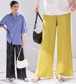 Viola e Viola（ヴィオラ エ ヴィオラ）の「着心地楽ちん！さらっと軽やかプリーツパンツ（フルレングスパンツ）」