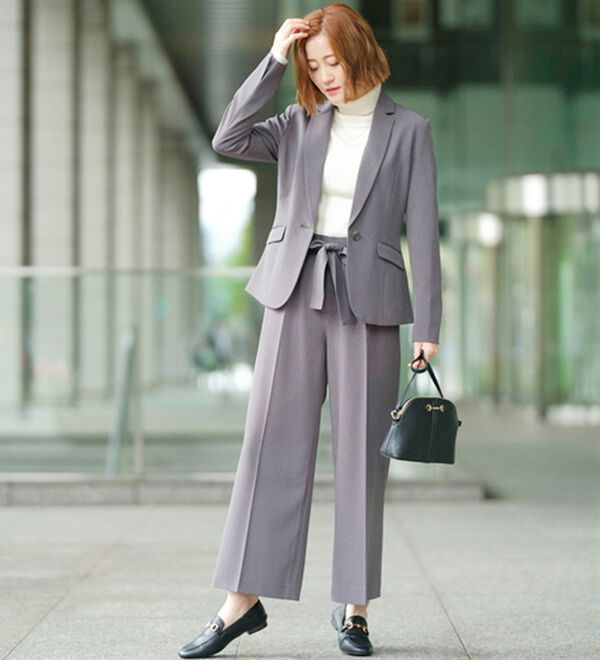 GeeRA（ジーラ）の「【2点セット】選べるボトム！洗えて型くずれしないパンツスーツセット（パンツスーツ）」｜詳細画像