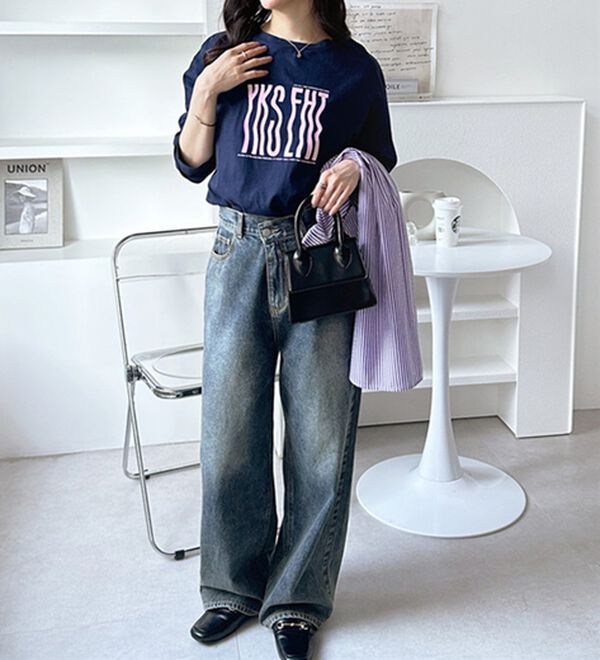 GeeRA（ジーラ）の「綿１００％アソートロゴロングＴｅｅ（カットソー）」｜詳細画像