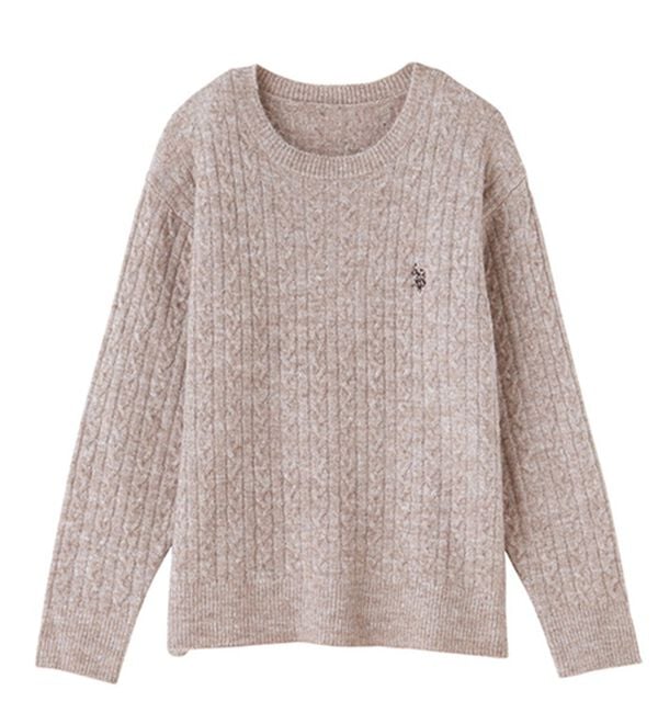 U.S.POLO ASSN.ユーエスポロアッスン＞ ワンポイントケーブルニット