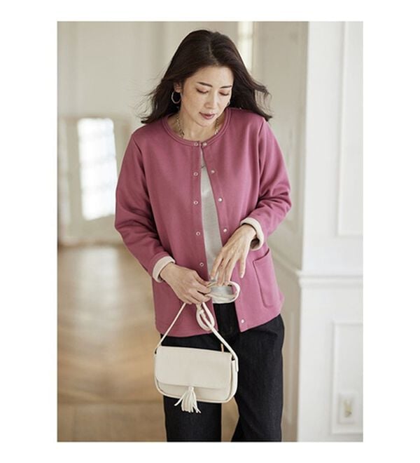 BELLUNA（ベルーナ）の「パチパチしにくい！静電気防止裏フリース配色カーディガン（その他カーディガン）」｜詳細画像