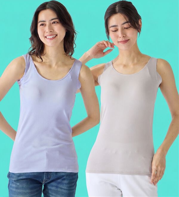 LAVIENNE（ラヴィエンヌ）の「【汗かきさん必見！】涼感サラッと快適汗取りカップ付タンクトップインナー＜さらりラボ＞（肌着・インナーウェア）」｜詳細画像