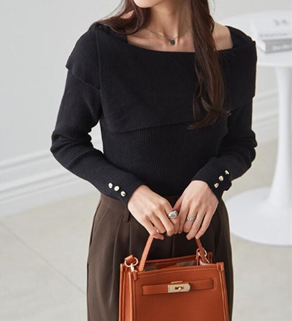 RANAN（ラナン）の「アシメオフショルリブニット（ニット・セーター）」｜詳細画像