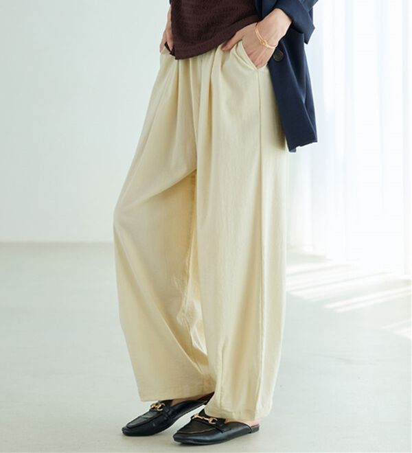 BELLUNA（ベルーナ）の「さらっと肌離れ！ひんやりカーブパンツ（ワイドパンツ・ガウチョ）」｜詳細画像