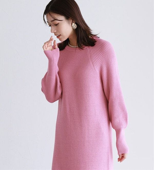 Pierrot（ピエロ）の「【Pierrot限定サイズ】パフスリーブロングニットワンピース（ニットワンピース）」｜詳細画像