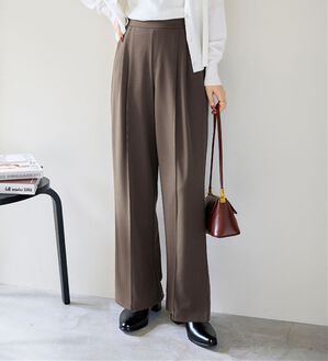 alotta（アロッタ）の「ぐーんと伸びる！ラクして美脚ワイドパンツ（ワイドパンツ・ガウチョ）」｜モカブラウン
