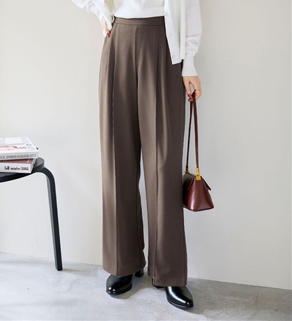 alotta（アロッタ）の「ぐーんと伸びる！ラクして美脚ワイドパンツ（ワイドパンツ・ガウチョ）」｜モカブラウン