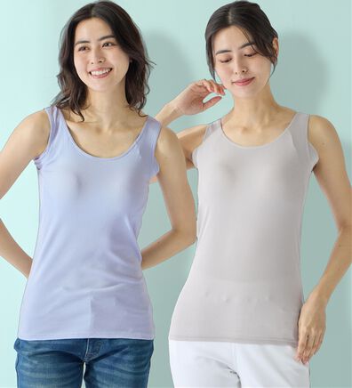 LAVIENNE（ラヴィエンヌ）の「【汗かきさん必見！】＜カップ付＞涼感サラッと快適汗取りタンクトップインナー＜さらりラボ＞（肌着・インナーウェア）」