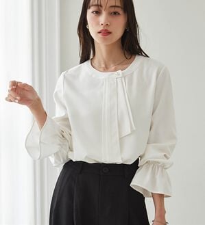 RANAN（ラナン）の「パール付きボウタイブラウス（ブラウス）」｜詳細画像
