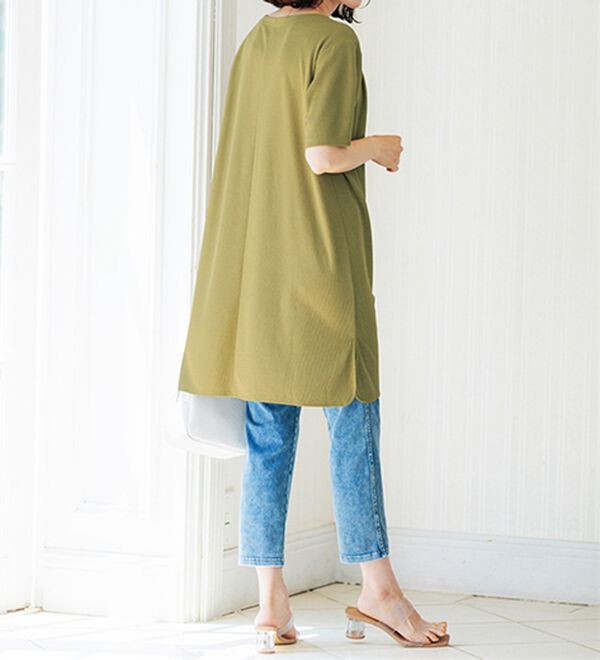 BELLUNA（ベルーナ）の「【接触冷感】かのこ素材タックデザインチュニックワンピース（その他ワンピース）」｜詳細画像