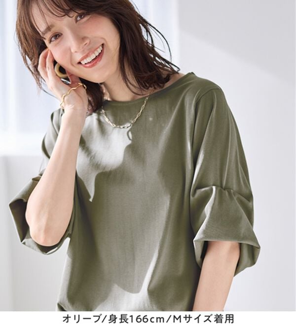 Viola e Viola（ヴィオラ エ ヴィオラ）の「ちゃっかり細見え！デザイン袖トップス（カットソー）」｜詳細画像