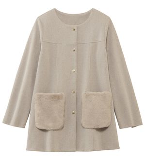 alotta（アロッタ）の「ファーポケット付き上品ノーカラーコート（ロングコート）」｜詳細画像