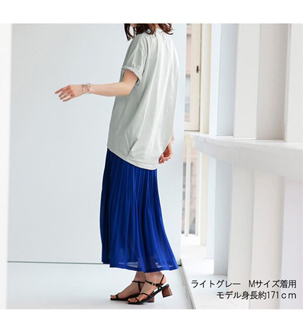 RANAN（ラナン）の「ひんやり！綿100％汗ジミ防止！裾タックロング丈Tシャツ＜Ｂeautiful Ｃotton＞（チュニック）」｜詳細画像