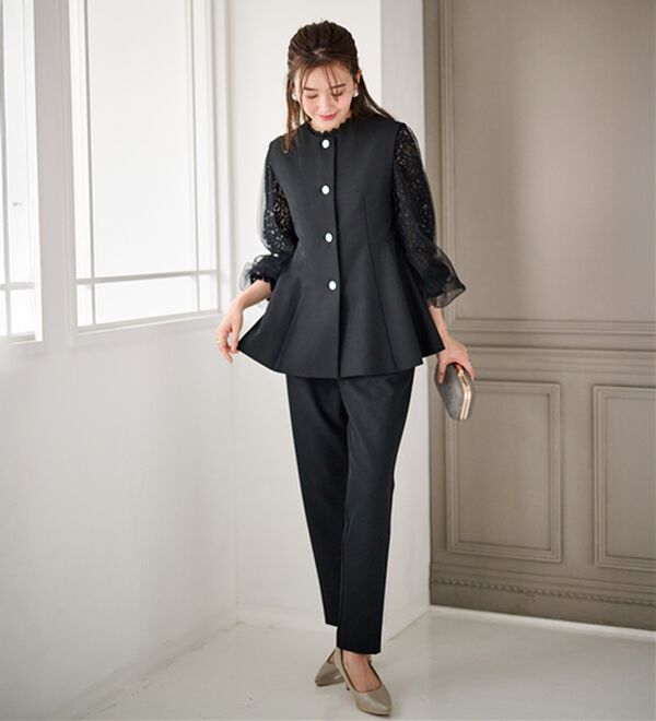 RANAN（ラナン）の「【２点セット】防シワ！ペプラムベストセットアップ（パンツスーツ）」｜詳細画像