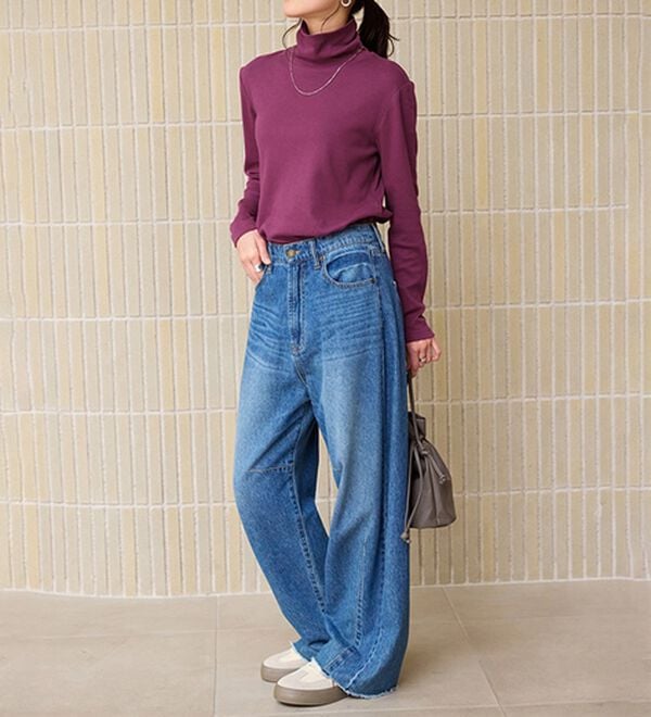 BELLUNA（ベルーナ）の「【選べる衿】肌に優しい綿１００％暖か発熱素材プルオーバー＜ベルホット　コットン＞（カットソー）」｜詳細画像