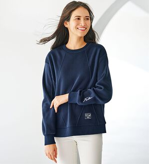 BELLUNA（ベルーナ）の「＜ＦＩＬＡ＞裏起毛ピンタックデザインプルオーバー（カットソー）」｜ネイビー