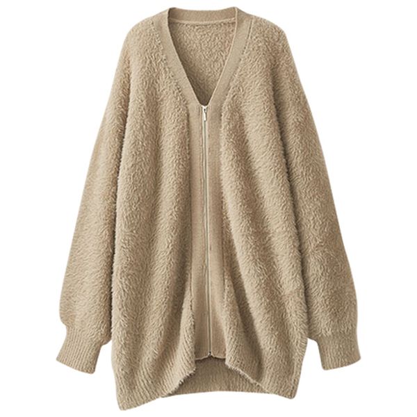 BELLUNA（ベルーナ）の「シャギー素材ジッパー使いカーディガン（ニットカーディガン）」｜詳細画像
