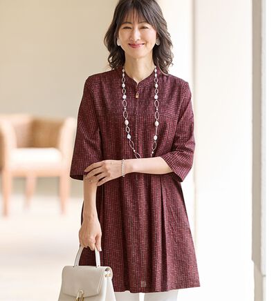 BELLUNA（ベルーナ）の「＜気になる部分をおしゃれにカバー！＞綿混ストライプ切替チュニック（チュニック）」