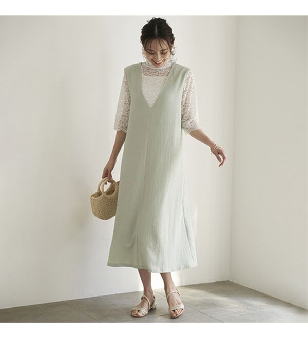 BELLUNA（ベルーナ）の「サラっと素材バックリボンワンピース（その他ワンピース）」｜詳細画像