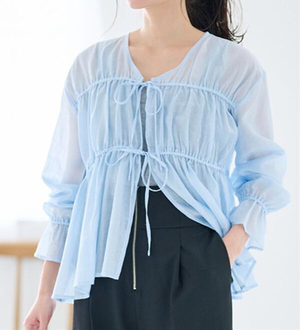 RANAN（ラナン）の「リボンドロストブラウス（ブラウス）」｜詳細画像