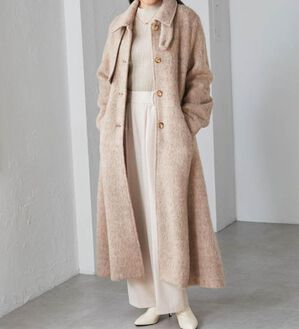 RANAN（ラナン）の「2WAYフレアーステンカラーシャギーコート（ロングコート）」｜ベージュ