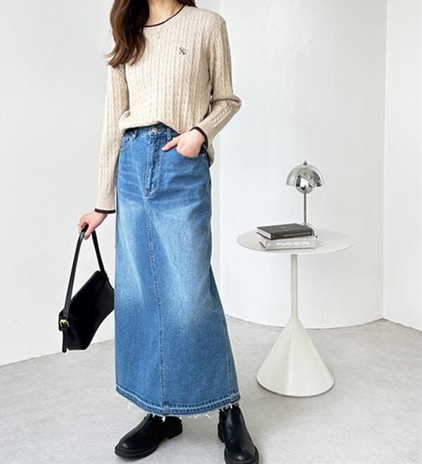 GeeRA（ジーラ）の「バックスリットデニムロングスカート（ロングスカート）」｜詳細画像