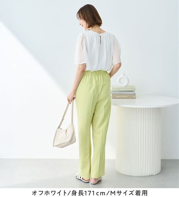 Viola e Viola（ヴィオラ エ ヴィオラ）の「【毎日着たい】カットソー裏地付ギャザーデザインブラウス（ブラウス）」｜詳細画像