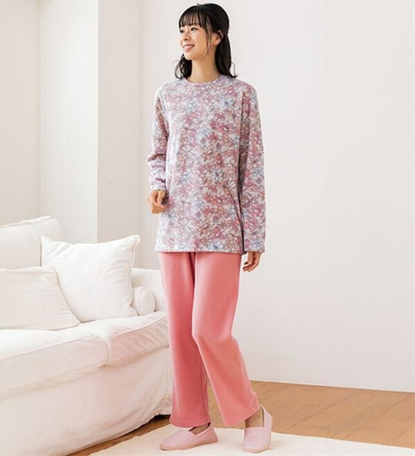 「ふわふわフリースのおうちパジャマ（パジャマ・ルームウェア）」｜ピンク