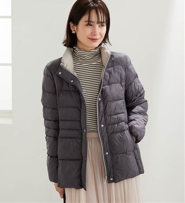 BELLUNA（ベルーナ）の「なめらか素材ハイネックボーダープルオーバー（カットソー）」｜詳細画像