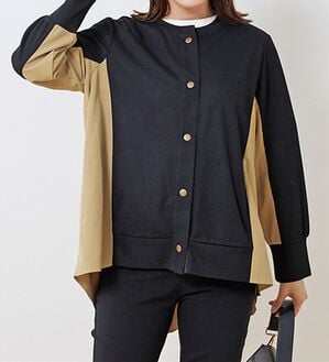 BELLUNA（ベルーナ）の「【Ｌａｇｒｉｌｕａ】異素材切替バックフレアー配色カーディガン（その他カーディガン）」｜黒系