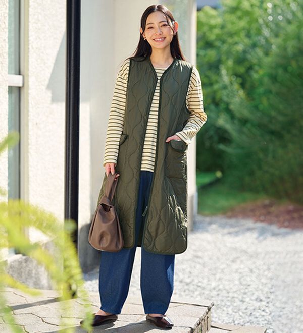 BELLUNA（ベルーナ）の「＜＆ｃｏｃｏｃｈｉ＞中わたロングキルトベスト（ベスト）」｜詳細画像